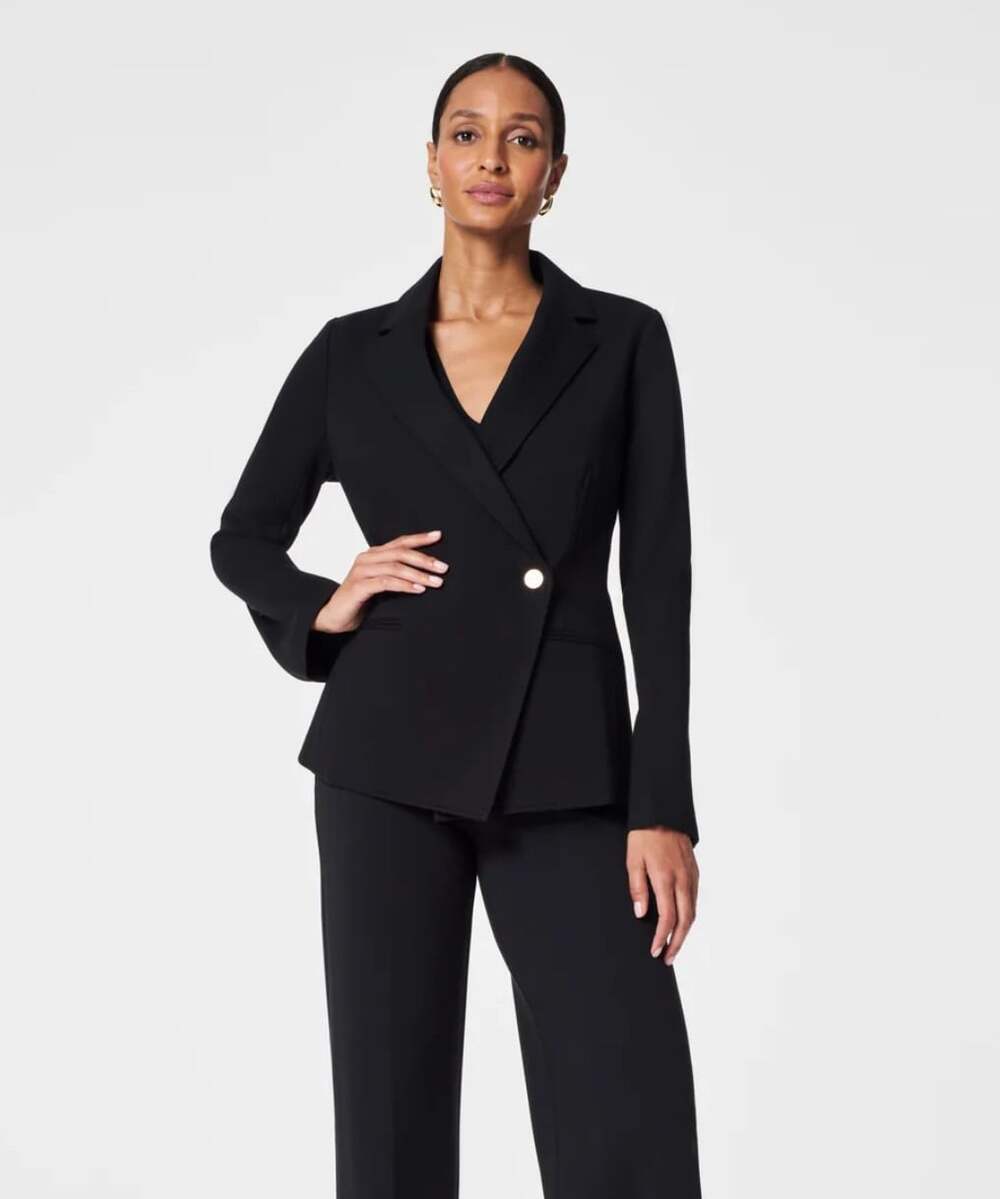 SPANX NWT Perfect Asymmetrical Tailored Blazer Classic Black Women's Size Small